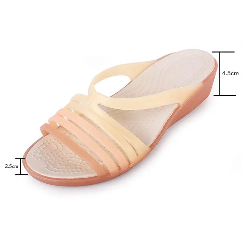 2019 New Summer Women's Sandals Beach Shoes Cindy Colors Wedge Heels Slides Plastic Jelly Shoes Peep Toe Platform Slippers Women (13)