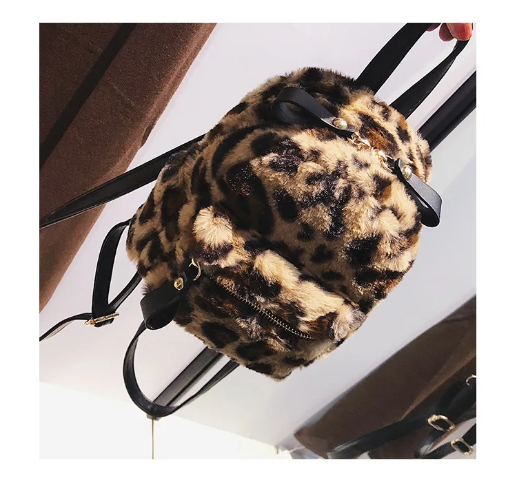DORANMI маленький Леопардовый рюкзак, школьные сумки, шикарные Мини рюкзаки, мягкий мех, Осень-зима, сумка через плечо, сумки на спине, Mochila DJB900