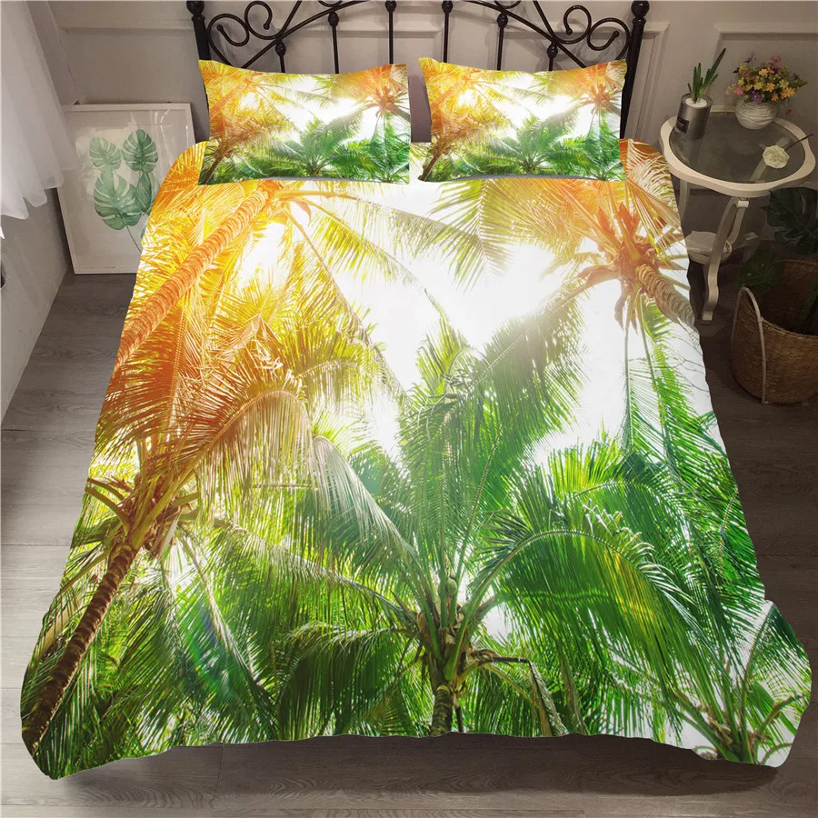 

A Bedding Set 3D Printed Duvet Cover Bed Set Holiday Coconut Tree Home Textiles for Adults Bedclothes with Pillowcase #YS08