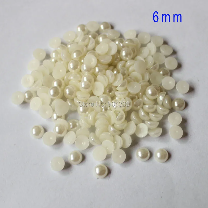 

Free Shipping LANZZAY Ivory 1000pcs 6mm Half Round Flatback Imitation Pearls Jewelry Garment Beads Scrapbook DIY Decoration
