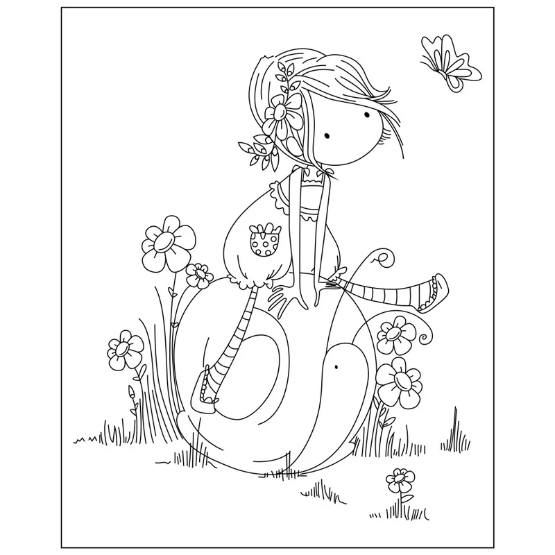 

Cartoon Snail girl pattern Transparent Clear Stamp DIY Silicone Seals Scrapbooking Card Making Photo Album Decoration