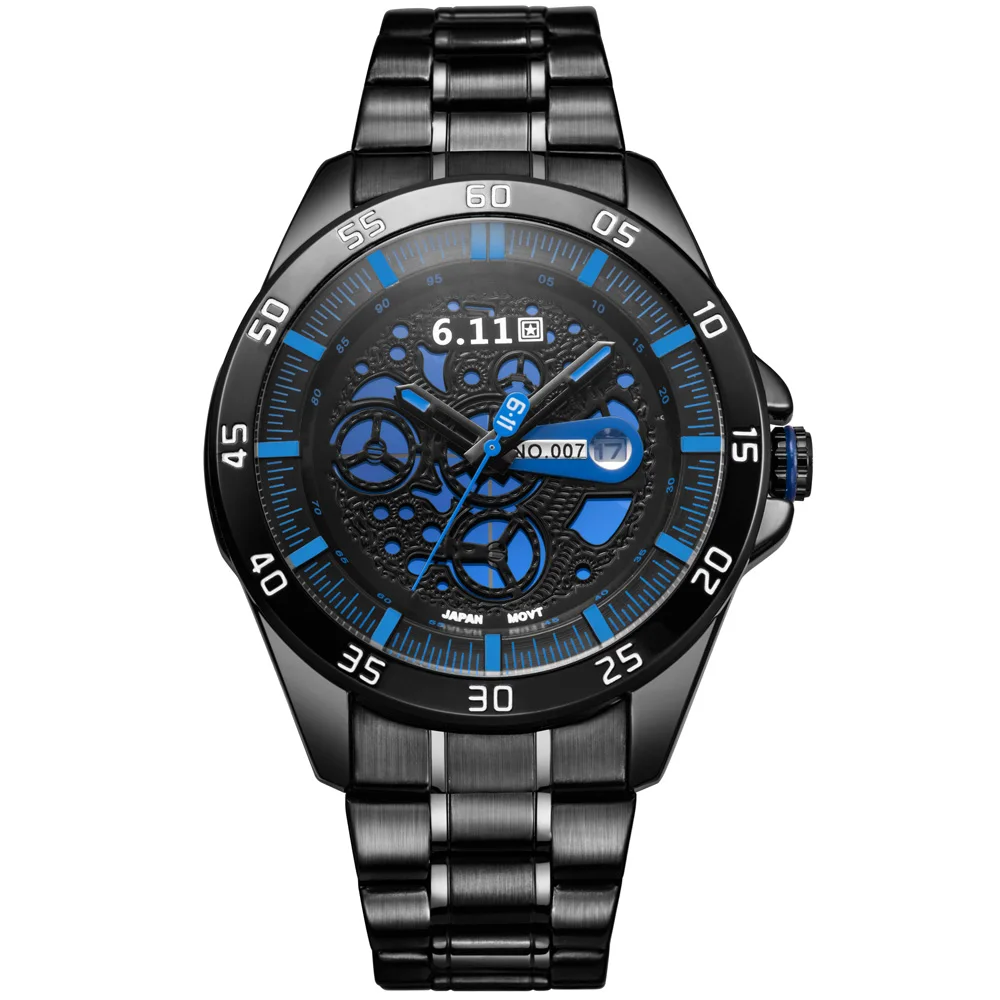 6,11 мужские s новые модные часы на солнечных батареях полностью стальные часы армейские военные уличные кварцевые наручные часы мужские спортивные часы no.007