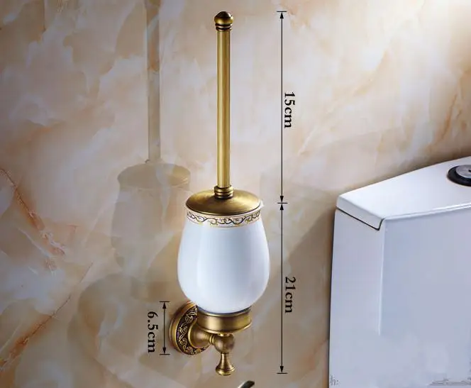 Европейский античный Твердый латунный подвесной набор для ванной комнаты, ретро держатель для бумаги, аксессуары для ванной комнаты, настенный держатель для туалетной щетки - Цвет: toilet brush holder