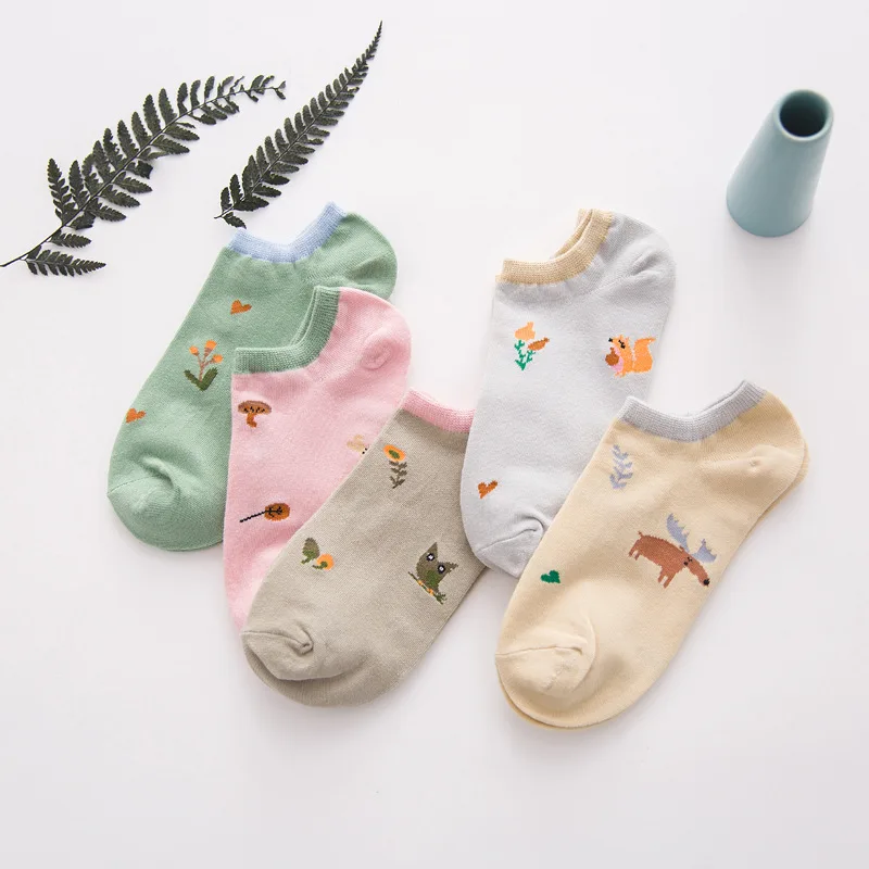 Женские красивые хлопковые носки милые животные цветок креативные повседневные забавные носки для женщин