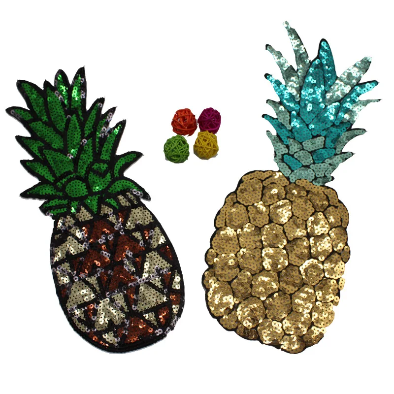 

2pcs/ lot Embroidered Patches big pineapple sequin patch for iron on Clothing DIY accessories Motif patch sew embroidery Badge