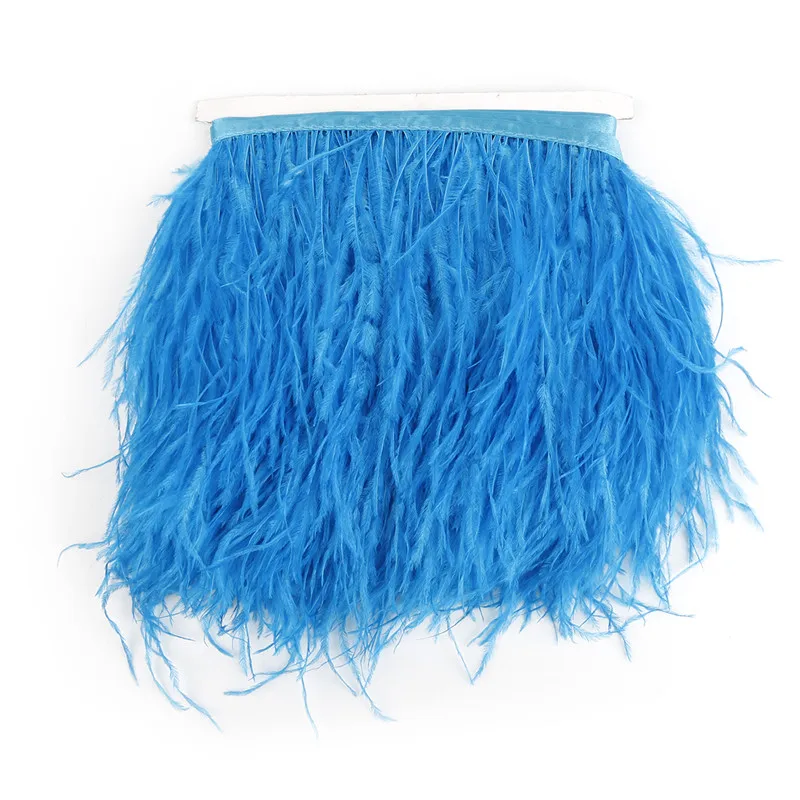 10-15 см 10 метров натуральный страусовый шарф из перьев ленты для DIY юбка платье Шитье вечерние крафтовое перо украшения ювелирных изделий - Цвет: Blue