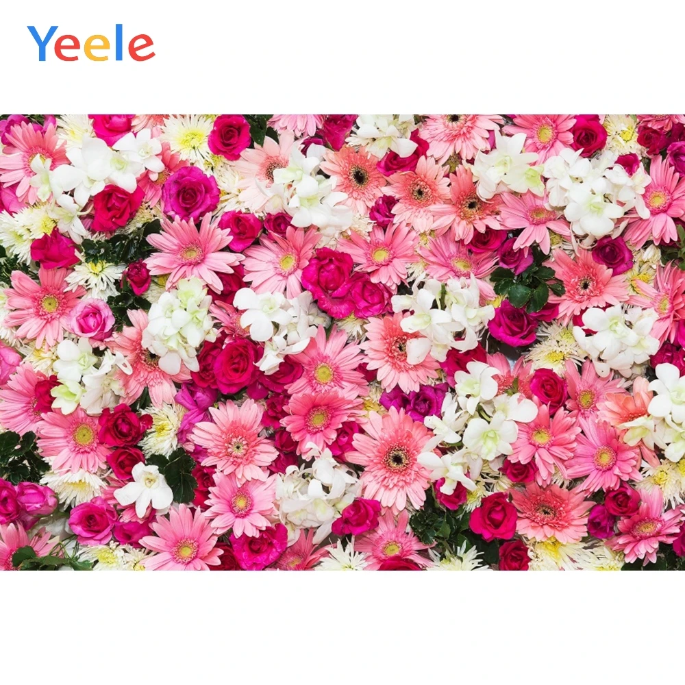 

Yeele Flowers Backdrop Pink White Flower Wedding Photocall Party Photography Background Photographic Backdrops for Photo Studio
