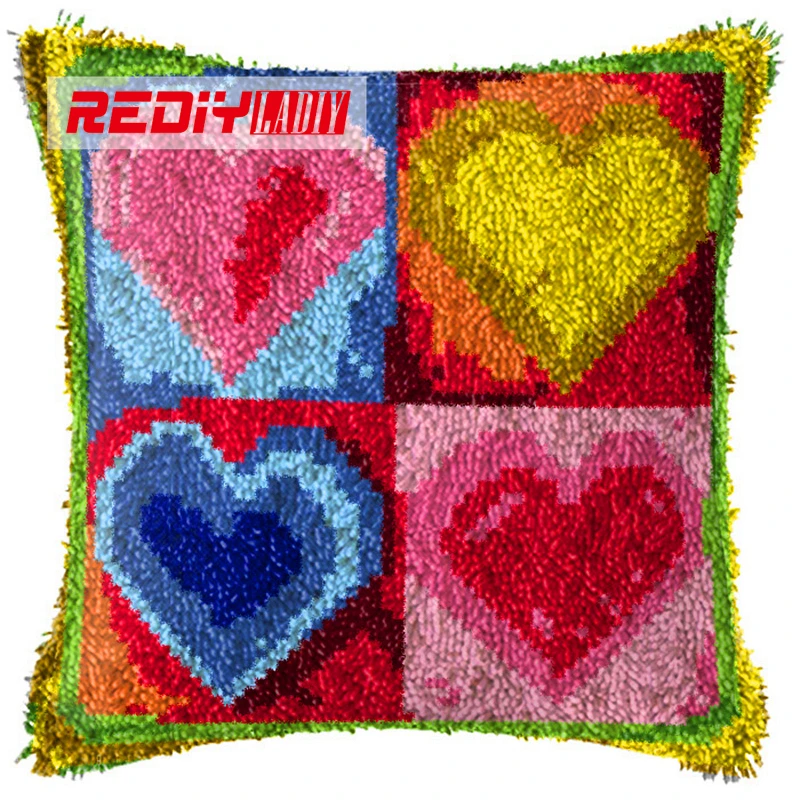 REDIY LADIY Latch Hook Cushion Yarn for Cushion Cover Four Loves Pillow Case Sofa Cushion