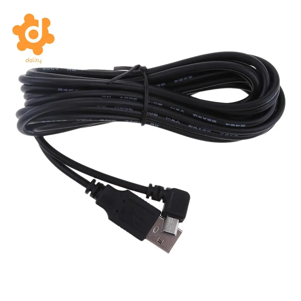 dolity 5V 2A Mini USB Charger Cable 90 Degrees Left Bend DVR GPS Chargring Cable