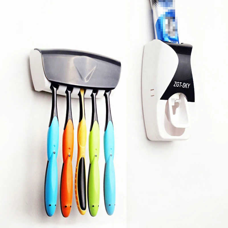 Toothbrush Holder Set Bathroom Plastic Automatic Toothpaste Squeezer