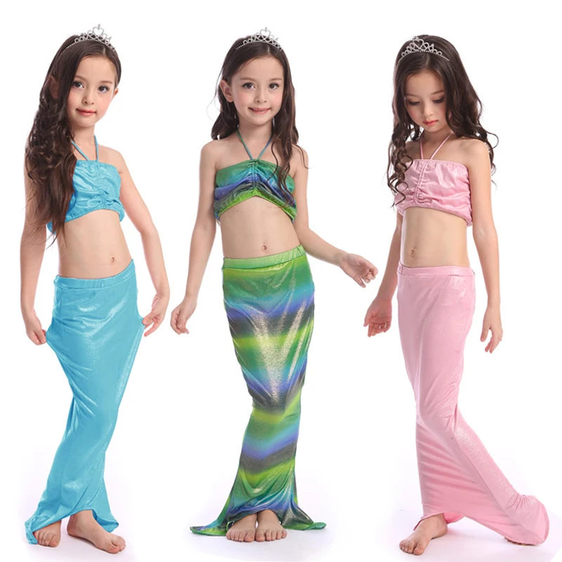 2016 HOT Lovely Girl Kids Swimmable Mermaid Tail Swimwear Children Bikini Bathing Suit Swimsuit Beach Wear Baby Swimming Costum