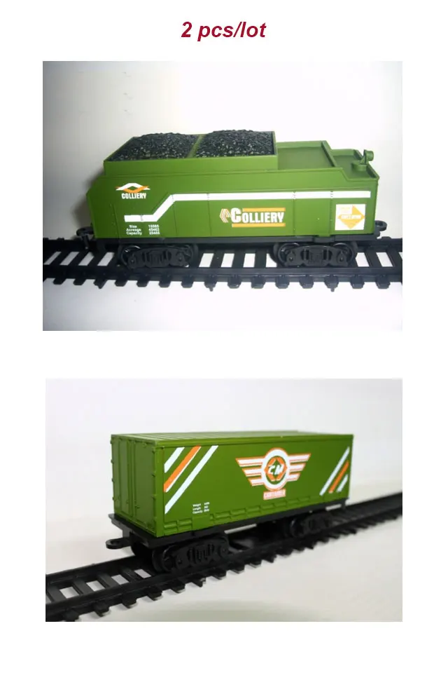 

2PCS 1/87 Large Proportion Camouflage Container Army Green Carbon Water Coal Car Simulation Track Model Train Ho Scale