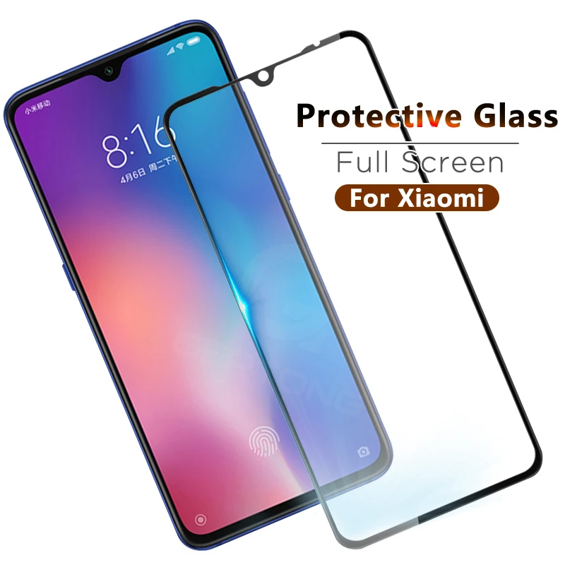 

For Xiaomi Redmi Note 7 6 Pro Tempered Glass For Xiaomi Mi9 Full Cover Screen Protective Film Clear Screen Protector Black Glass
