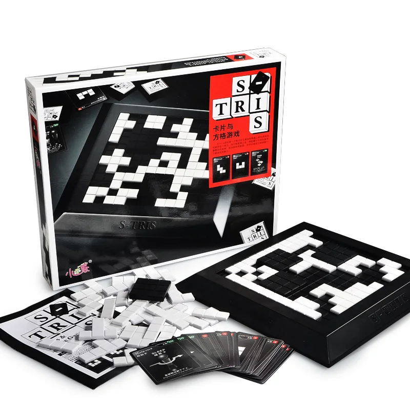 

S-Tris Board Game Cards and Blocks Puzzle Game English/Chinese Version Gift for Kids