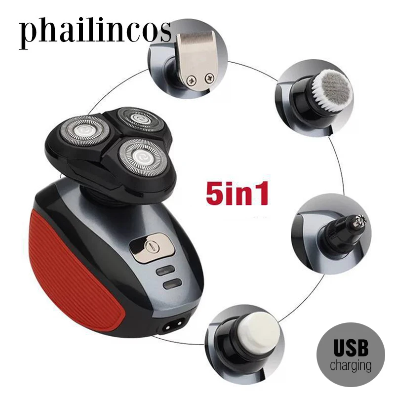 

5 in 1 Elettrico Ricaricabile Rasoio Trimmer Capelli Degli Uomini USB Ricaricabile Rasoio 4 Blade Rasoi Lavabile 4D Galleggianti