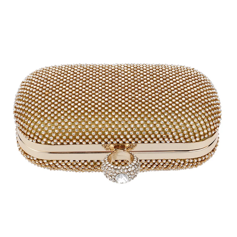 Liegende Draufsicht auf die Luxy Moon Rhinestone Ring Evening Bag