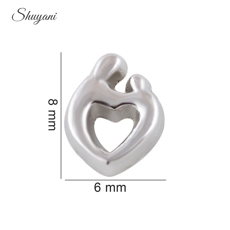 

20pcs/lot Newest Silver Floating Locket Charms Mom and Baby Love Heart Charms for Memory Locket As Families Friends Gift