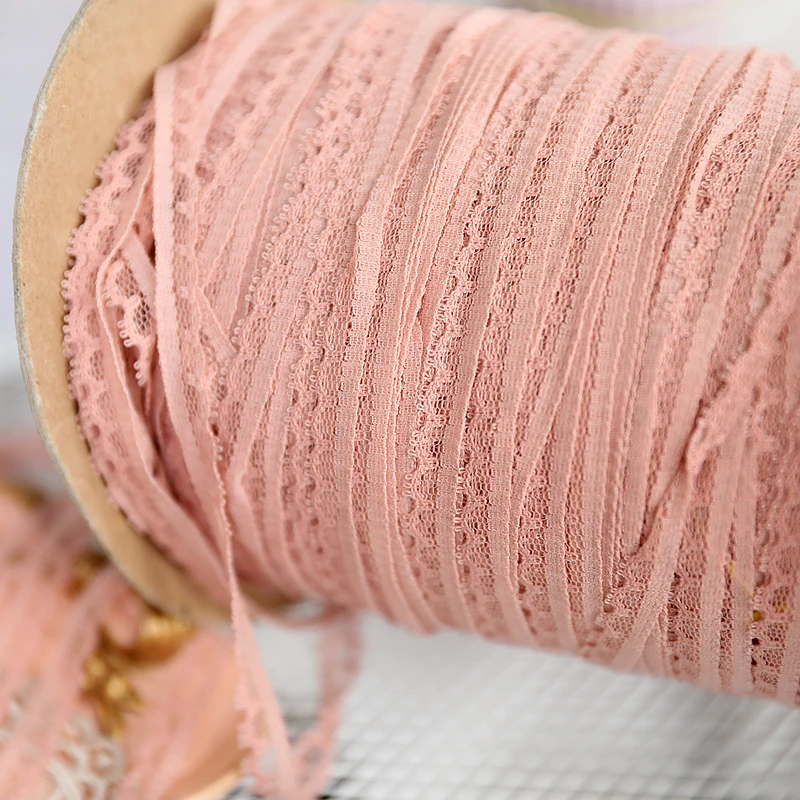 30 meter/lot 1cm 0.39" width pink mesh fabric lace trim ribbon tapes