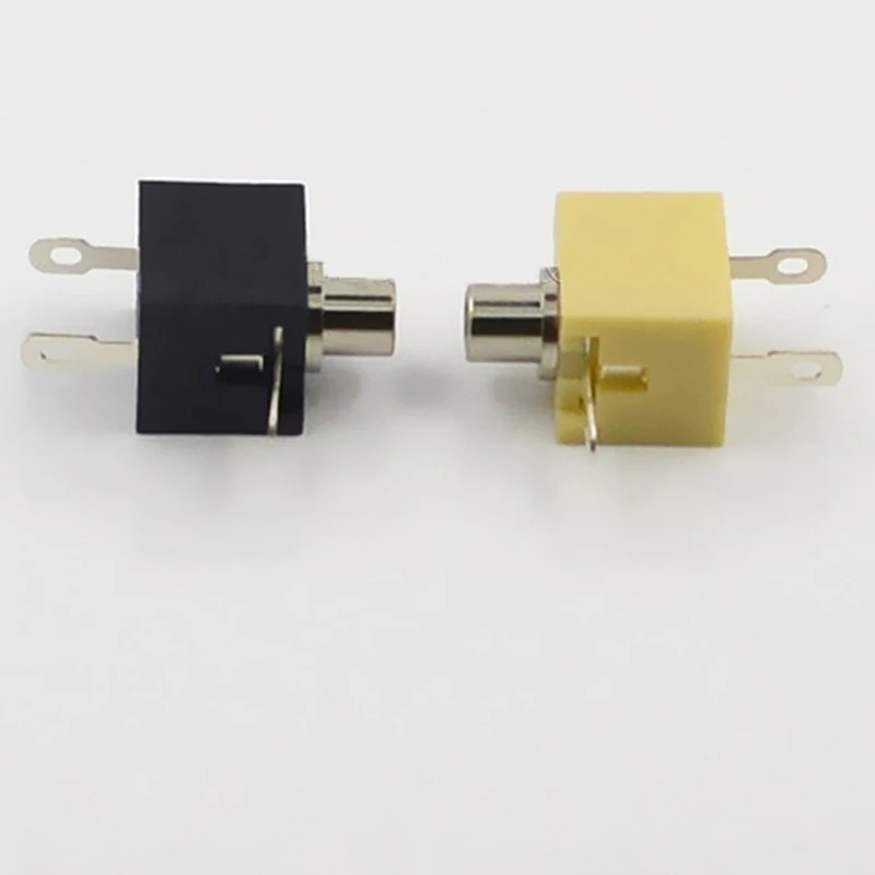 100pcs Headset Socket Connector 2 5mm Headphone Jack PJ 201 Bald Three Feet Straight Copper Head Material Black Yellow