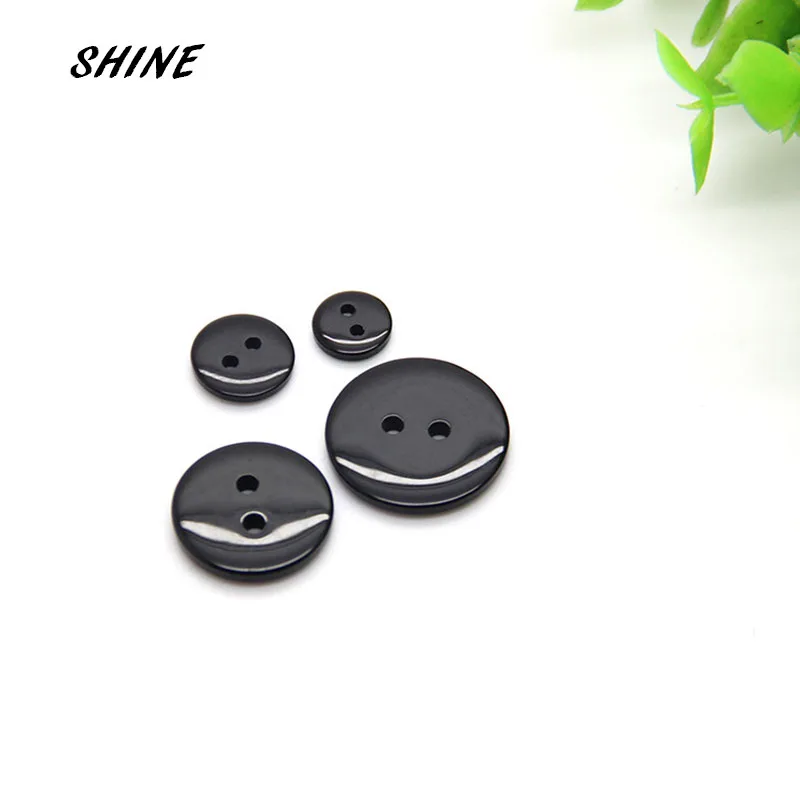 

SHINE Resin Sewing Buttons Scrapbooking Round Black Two Holes Bread Buckle 50 PCs Costura Botones decorate