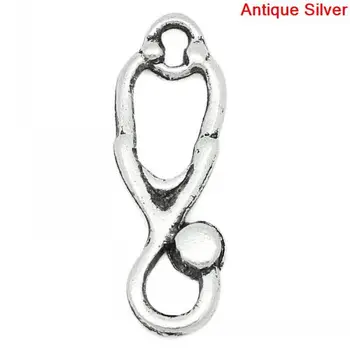 

DoreenBeads Retail Charm Pendants Stethoscope Silver Color 23x8mm,60PCs
