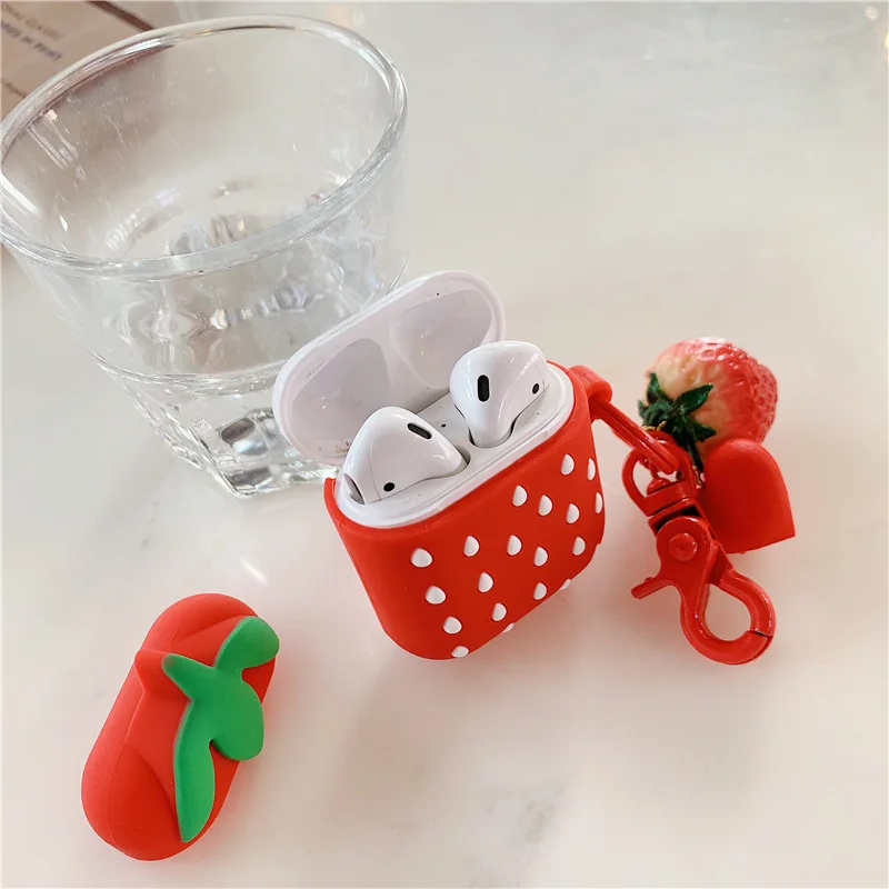 

3D Cartoon Wireless Bluetooth Case For Apple AirPods Cute Pattern Charging Headphones Cases Protective Cover With Keychain Ring