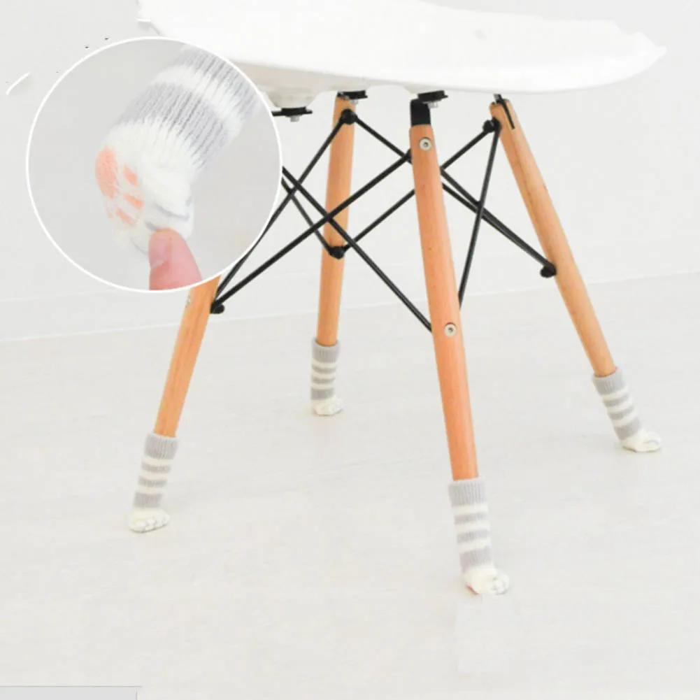 

4 Pcs/set Knit Home Flower Floor Protector Leg Sleeve Table Chair Foot Cover Socks 3.5*11cm