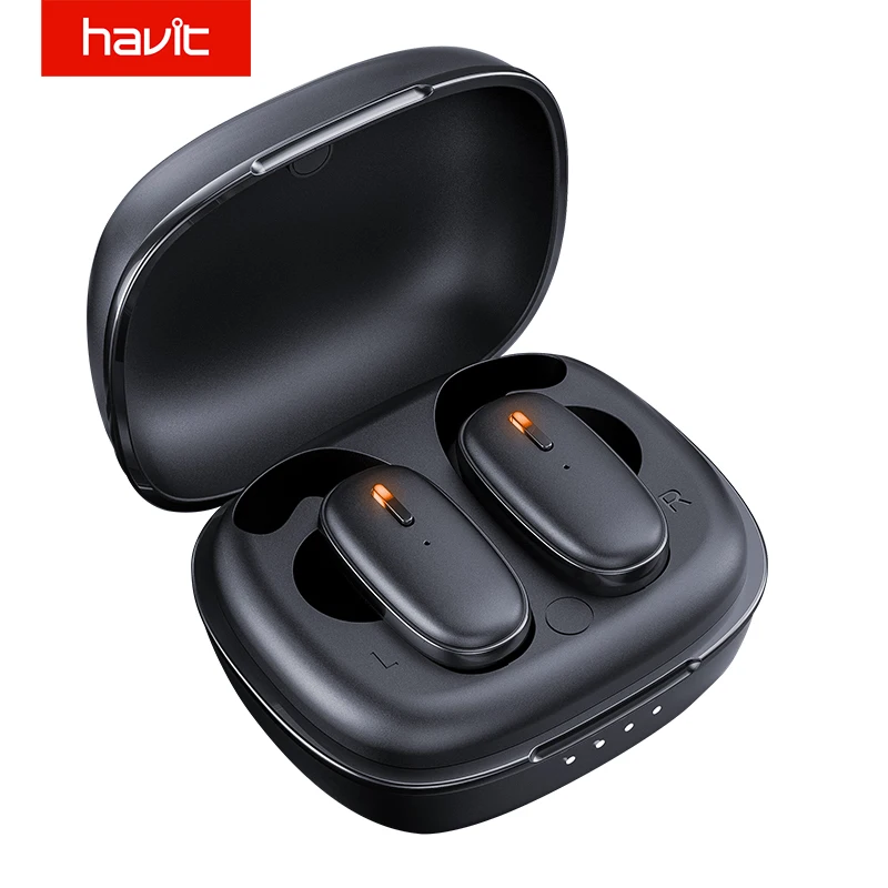 Havit I91 TWS Bluetooth наушники V5.0 поддержка для соединения двух мобильных телефонов гарнитура спортивные наушники с микрофоном заряжаемая коробка