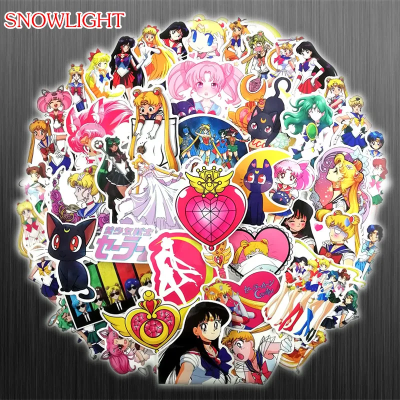 75PCS/LOT Funny Anime Sailor Moon Cartoon Stickers For Notebook PC Skateboard Bicycle Motorcycle DIY Waterproof Toy Sticker