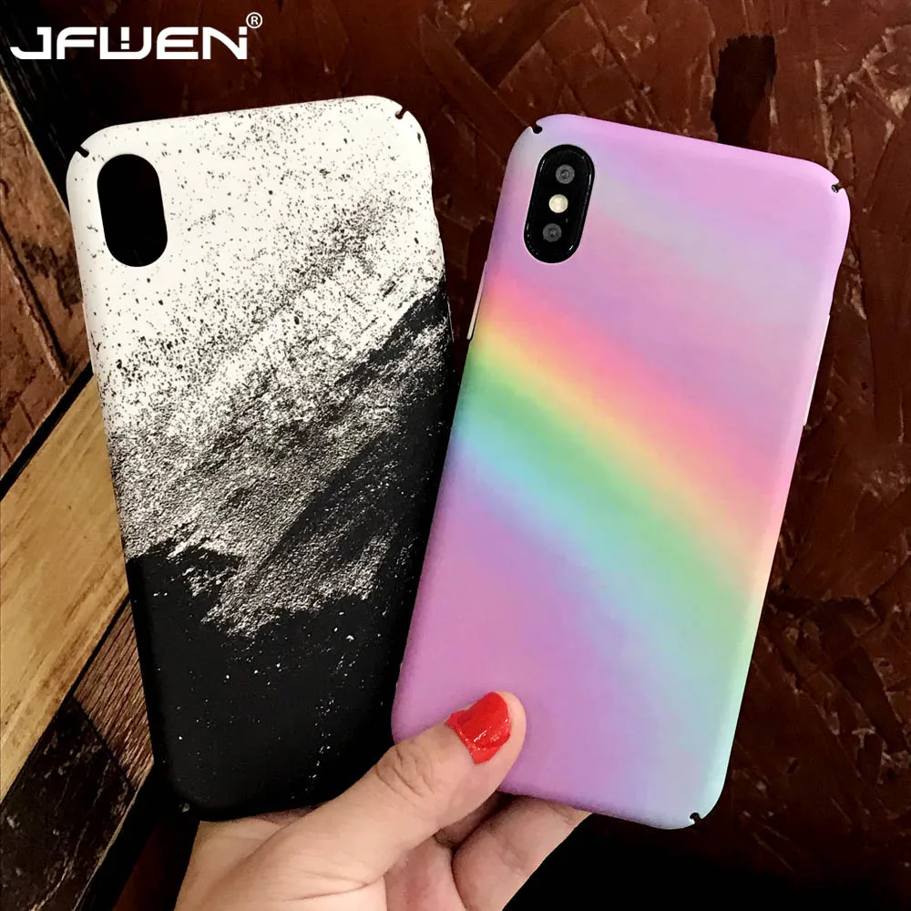 

JFWEN Marble Phone Case on For iPhone XS Max XR Case Stone Matte Hard Plastic Cover Cases For iPhone X 6 6S 7 8 Plus Case Cover