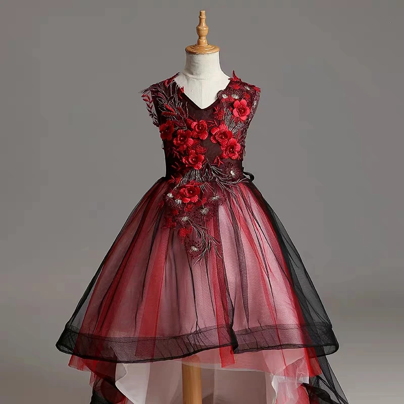 

Kids Children Appliques Flowers Ball Gown Dresses for Birthday Evening Party Dress 2019 First Communion Dresses For Little Girls