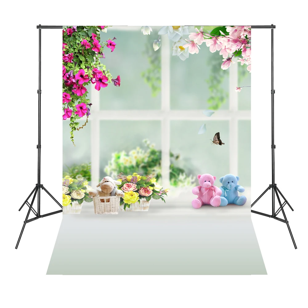 Pink-Flowers-Cute-Bears-Baby-Newborn-Background-Photography-Estudio-Fotografico-Baby-Shower-Backdrop (1)