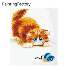 Безрамное животное кошка и мышь цифровая картина маслом по номерам Европа абстрактная картина холст для гостиной стены искусства VA-0072