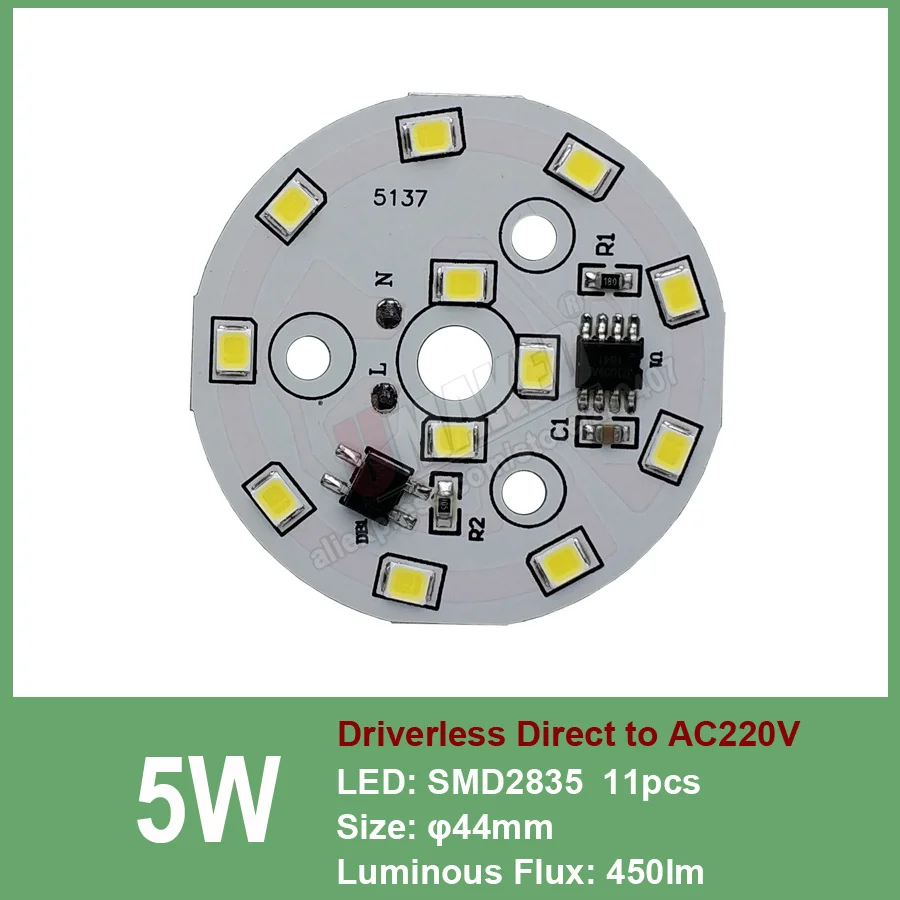 Переменный ток 220 В вниз светильник led pcb smd2835 интегрированный IC драйвер, 18 Вт 15 Вт 12 Вт 9 Вт 7 Вт 5 Вт 3 Вт для вниз светильник Diy - Цвет корпуса: 5W 44mm