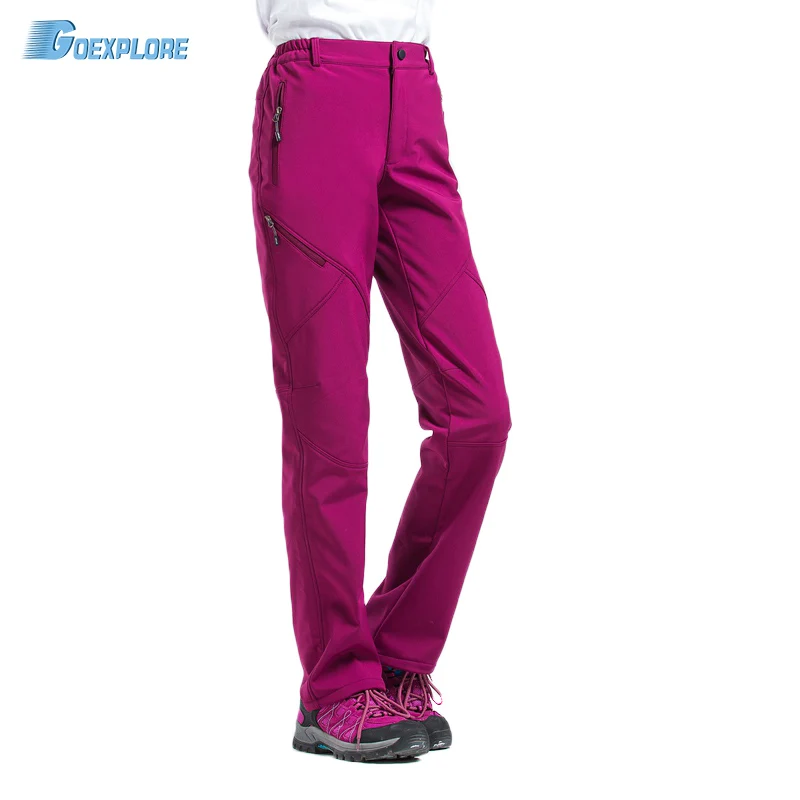 Goexplore pantalones de invierno impermeable a prueba de viento Camping Trekking de lana térmica cálido pantalones de cáscara suave pantalones de senderismo para mujer Goexplore pantalones de invierno impermeable a prueba de viento Camping Trekking de lana térmica cálido pantalones de cáscara suave pantalones de senderismo para mujer