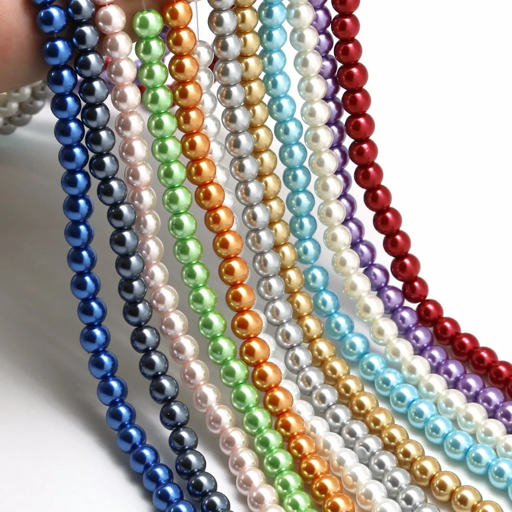 

DIY 4 6 8 10mm Imitation Pearl Beads Glass Round Loose Spacer Beads Fitting 1mm Beading Wire For Jewelry Making Beads Wholesale