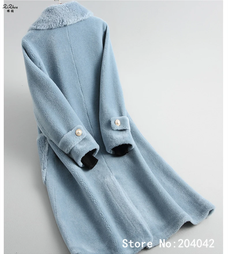 ZiZhen пальто из натуральной шерсти с отложным воротником, длинное пальто, модный теплый зимний Женский Тренч, KQN19017