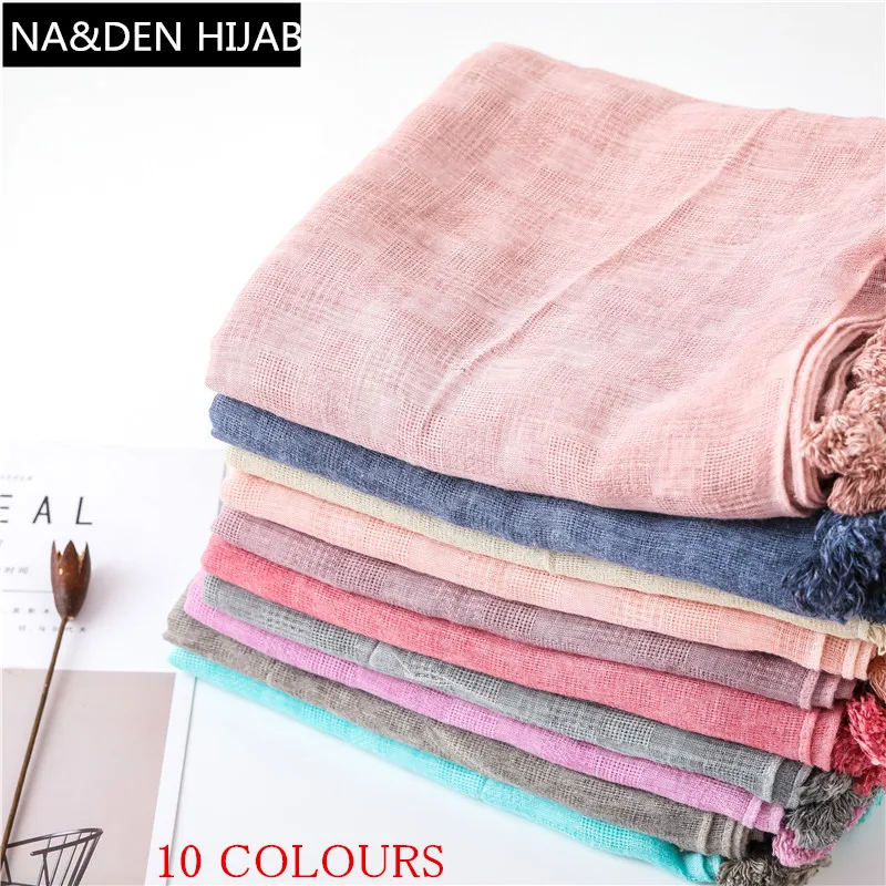 

High quality Hot sale Solid Color tassels grid shawls Muslim hijab woman scarf/scarves pashmina bandana silk scarf 10pcs/lot