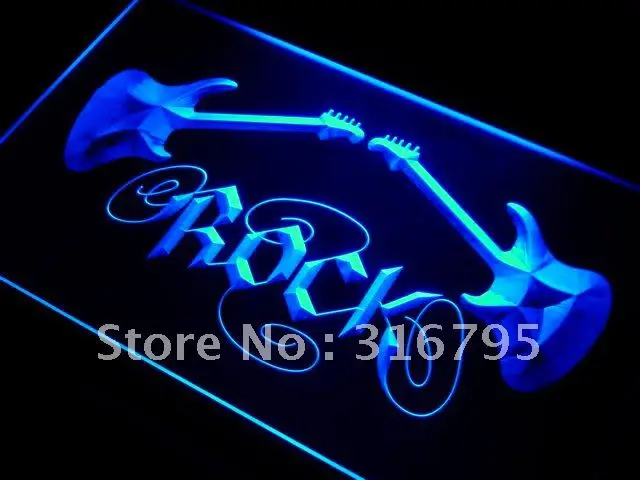 

i047 Guitar Rock n Roll LED Neon Light Sign On/Off Switch 20+ Colors 5 Sizes