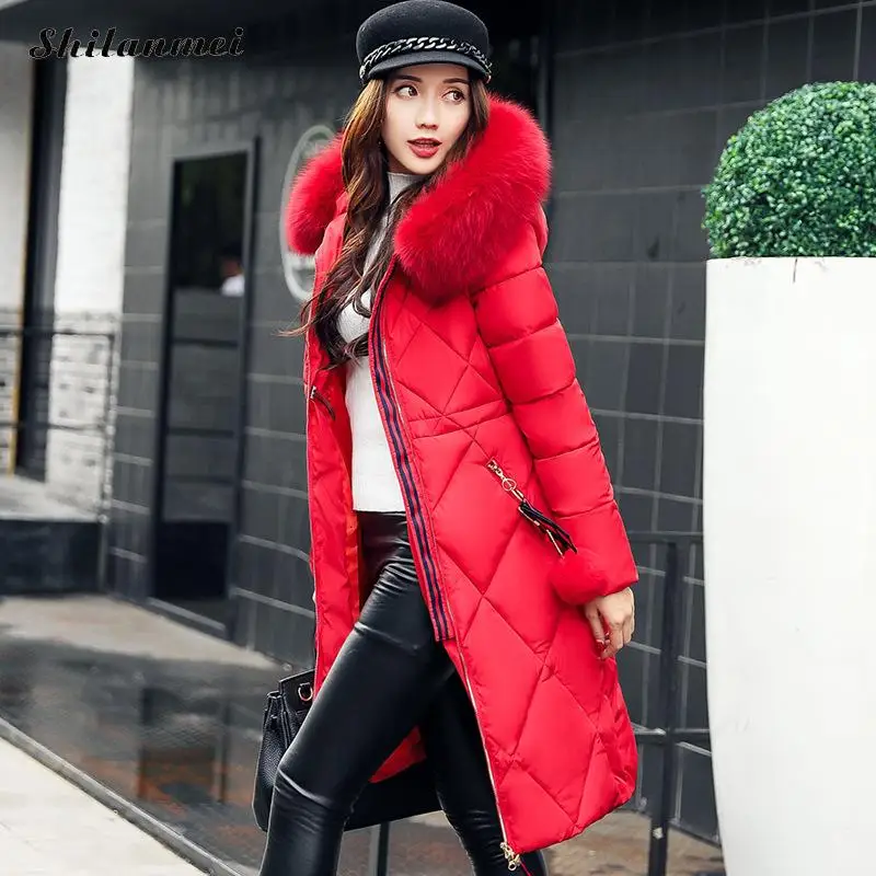 Dames 2018 green Slim Long Épaissie Bas blue Le Fourrure gray Femmes Coton pink Grand Parka red Manteau D'hiver Vers Couture Veste Black HCq4wxO6