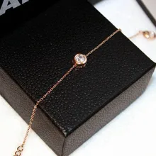 YUN RUO модный бренд Розовое золото Цвет кубический циркон инкрустация Браслет талисманы 316L нержавеющая сталь ювелирные изделия для женщин предотвратить выцветание