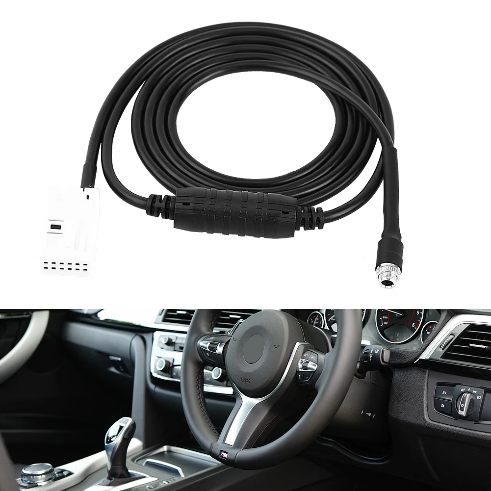 SOONHUA Audio Cable 12 Pin AUX Auxiliary Audio Input Kit Iphone Ipod Adapter Cables For BMW E60 E61 E63 E64