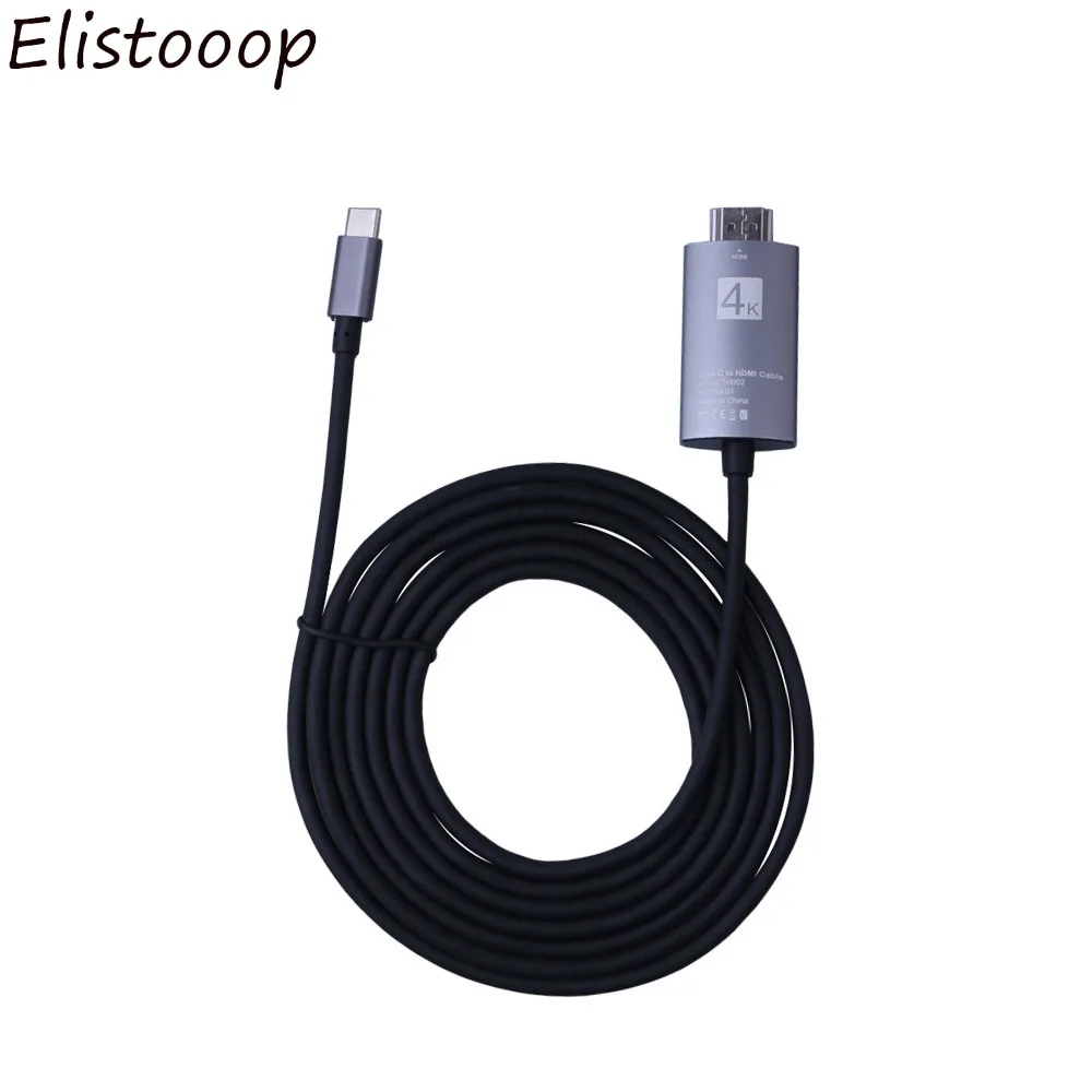 Elistooop USBC кабель переходник с Type C на HDMI 4K HDTV золотистый Кабель адаптер USB 3 1 для hdmi