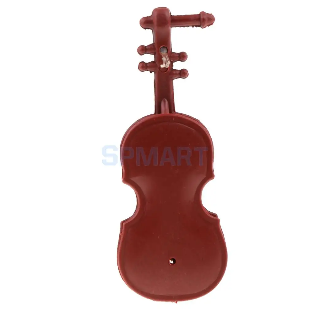 1/12 Dolls House Miniature Plastic Violin Musical Instrument Model Figures Display Decor Figures Toy Dolls Accessory Kids Gift