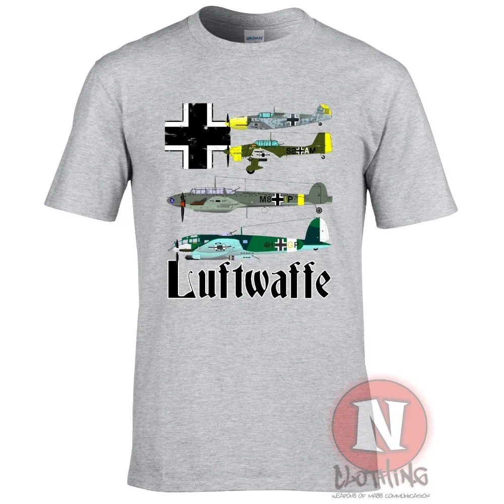 Luftwaffe WW2 aircraft T-shirt Messerschmitt Bf 109 Stuka Heinkel He 111