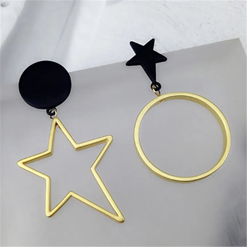 

Accessories wholesale contracted temperament Geometric asymmetric triangle circle stars combination earrings stud earrings