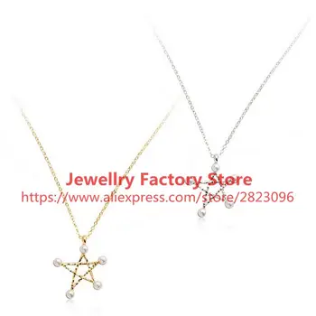 

300pcs/lot Classic Gold color five pointed star Pendant & Necklace Five Point Star Long Chain lady necklace hot jewelry