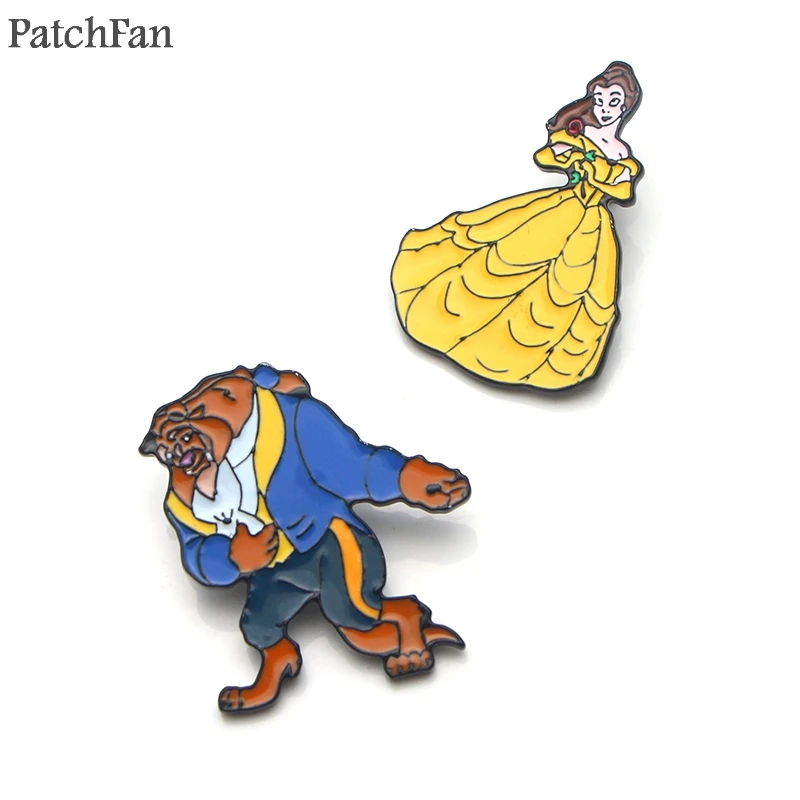 

Patchfan Beauty and the Beast Zinc cartoon Funny Pins backpack clothes brooches for men women hat decoration badges medal A1831
