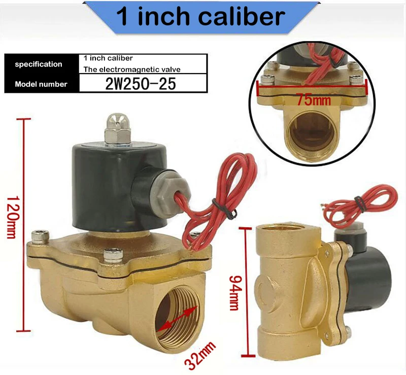 Нормально закрытый электромагнитный клапан 1/", 3/8", 1/", 3/4", AC220V, DC12V/24 В Электрический электромагнитный клапан пневматический клапан для воды, масла, воздуха NC