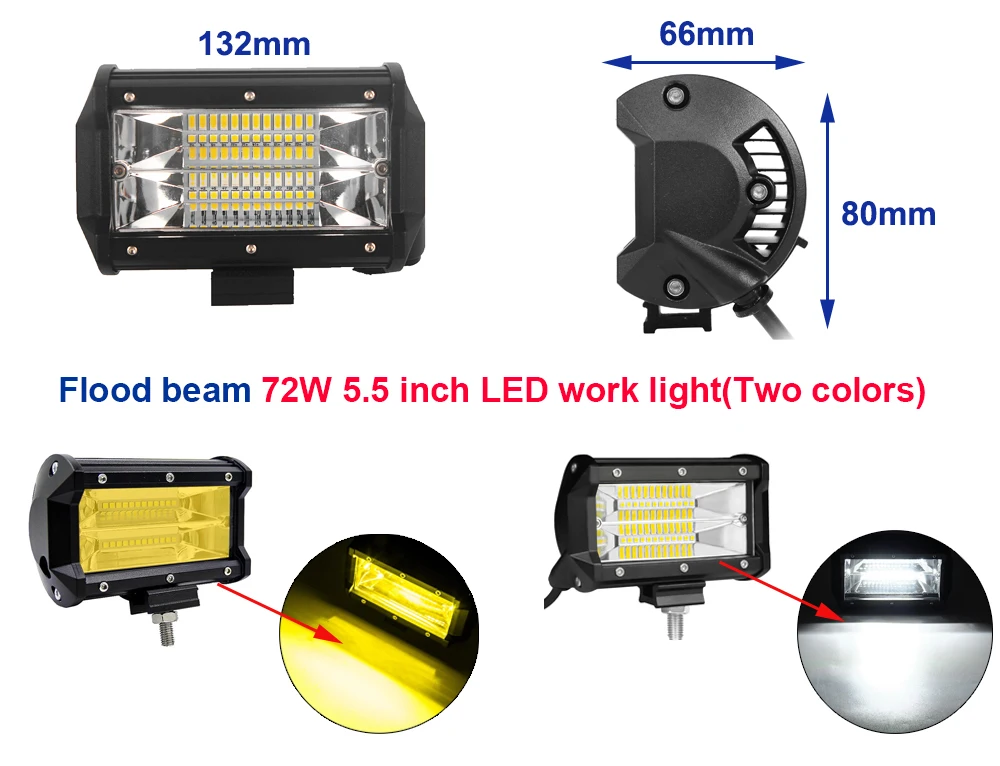5 дюймов 54 Вт 5 дюймов 144 Вт высокомощное водонепроницаемое внедорожный Автомобильный светодиодный рабочий светильник 12v 24v белый янтарь